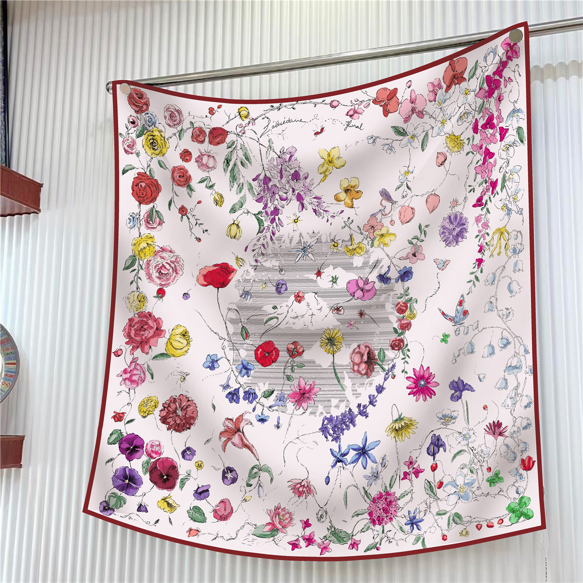 SF25057 Satin Daisy Print Scarf