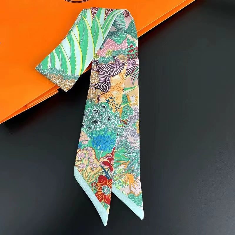 SF25086 Twilly Satin Scarf- Green