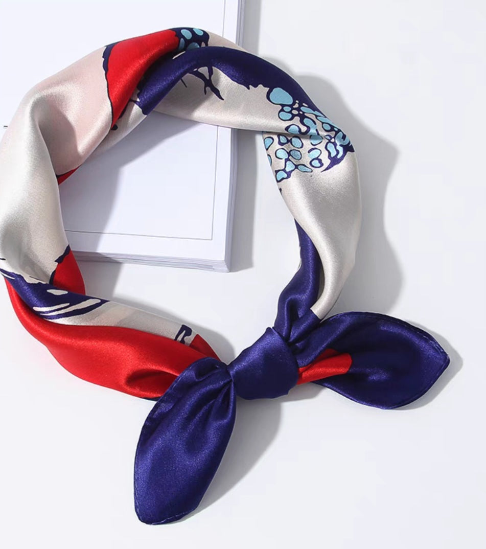 SF25029 100% Silk Bandana- Red and Blue