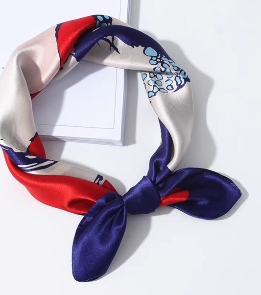 SF25029 100% Silk Bandana- Red and Blue