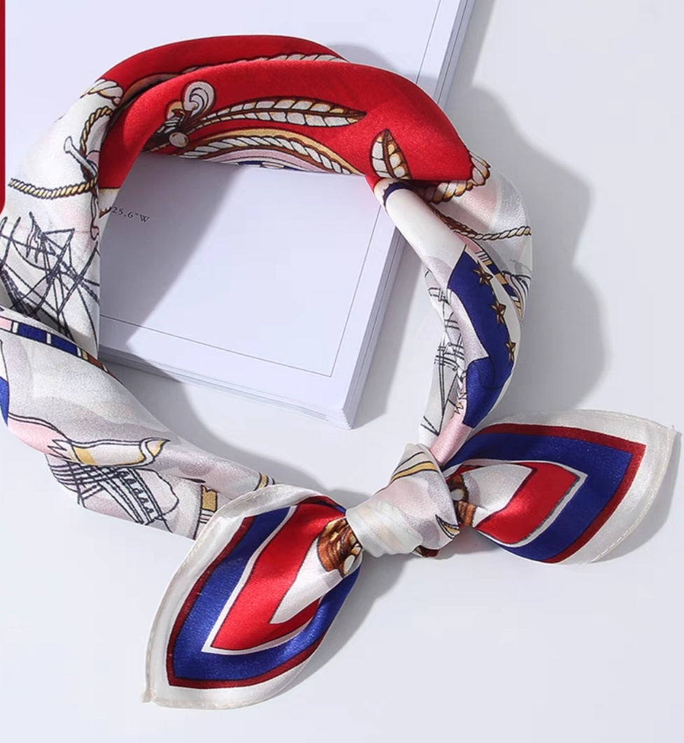 SF25030 100% Silk Bandana- Red and Blue