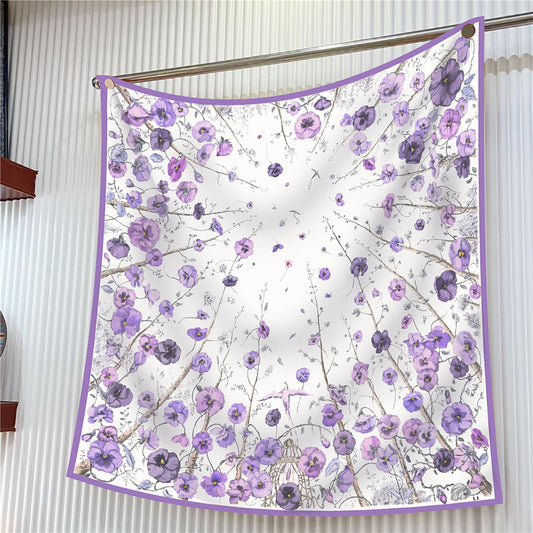 SF25066 Satin Violet Print Scarf