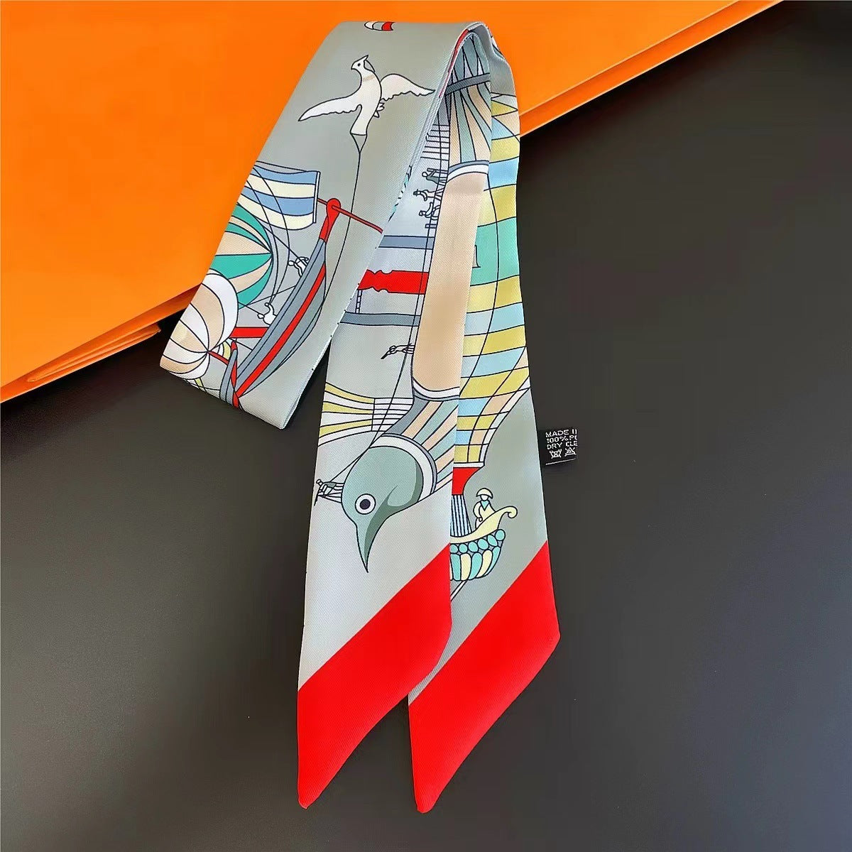 SF25081 Twilly Satin Scarf- Grey